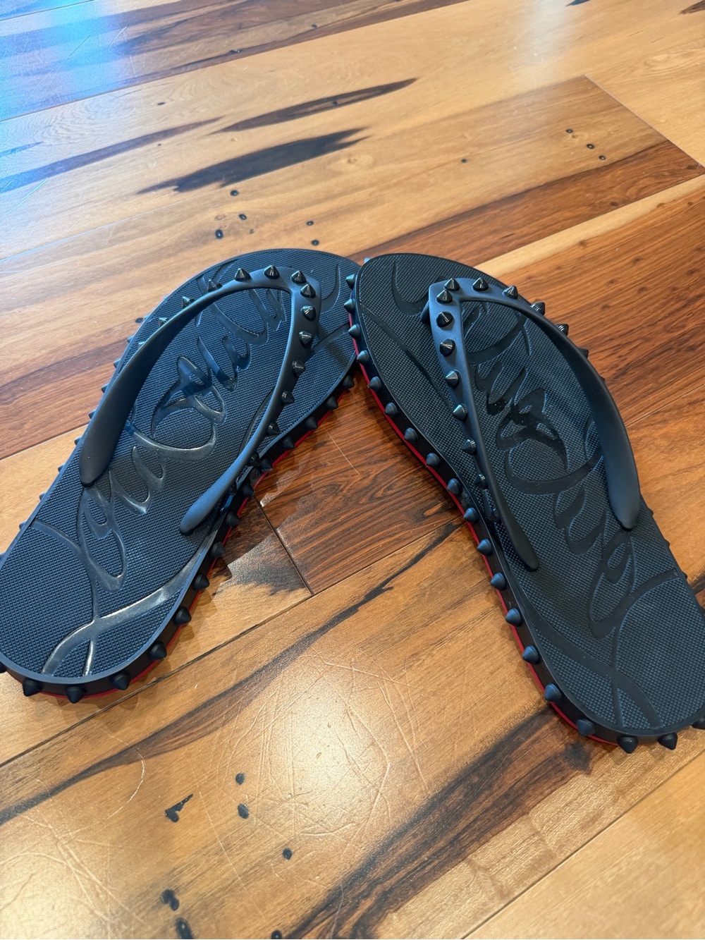 Christian Louboutin Black Studded “Donna” Flip-Flops NWT - Picture 2 of 4